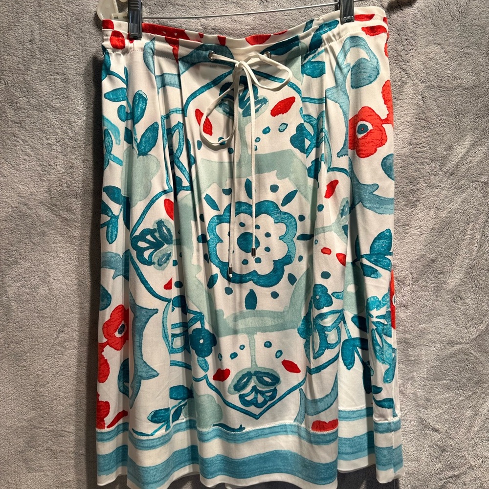 LOFT Blue and Red Floral Skirt